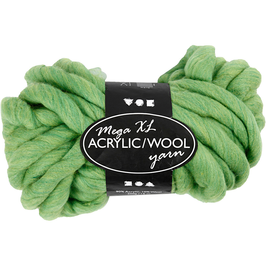 Kæmpegarn XL - akryl/uld - 15 m - lime grøn - 300 g