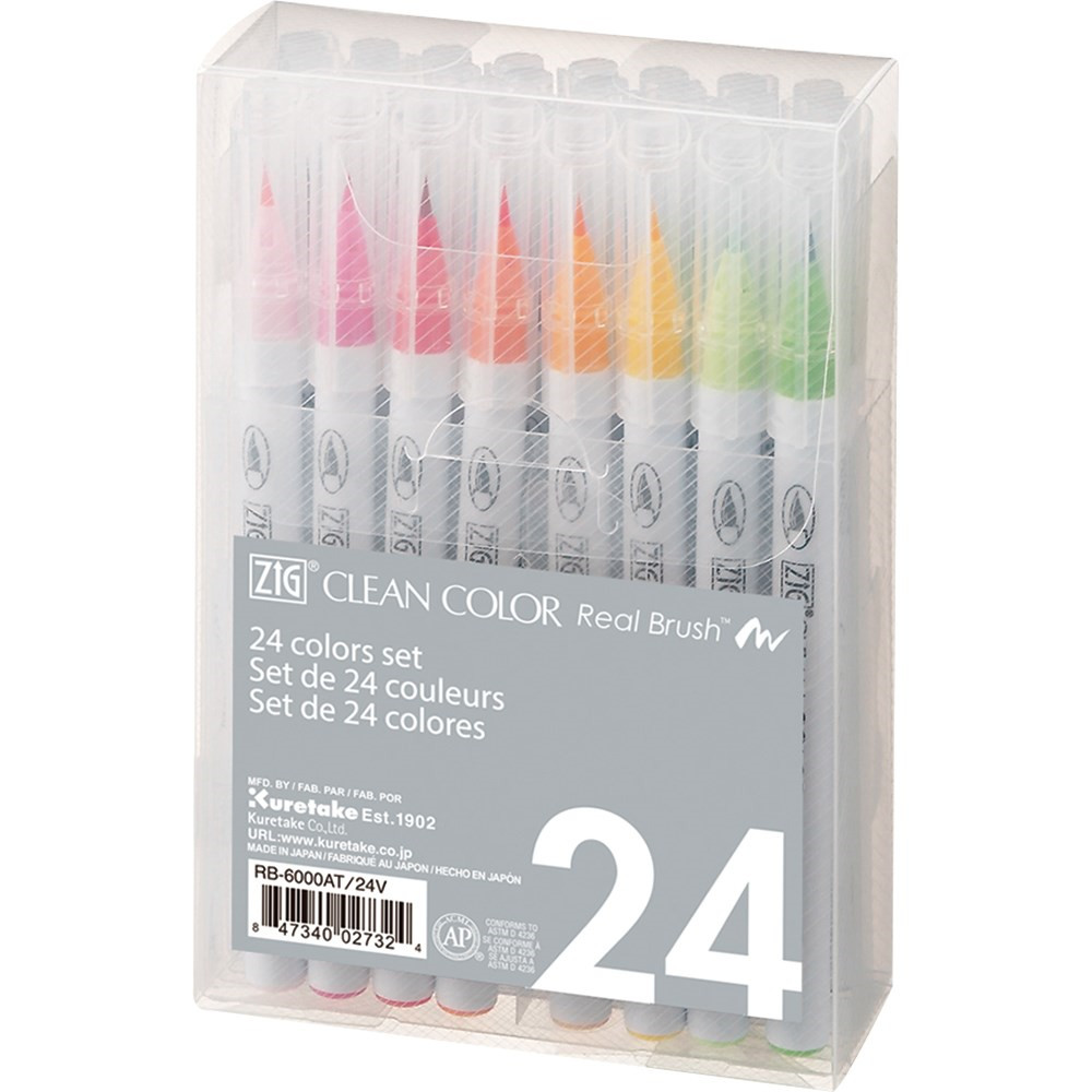 Zig Clean Color Pensel Pen - Sæt med 24 stk