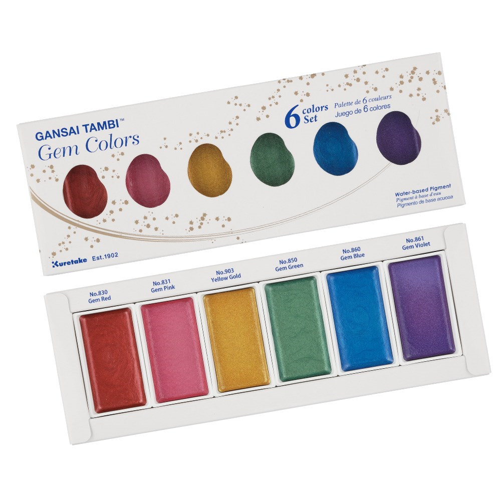 Akvarel farver - ZIG Gansai Tambi Gem Colors 6 Farver Sæt