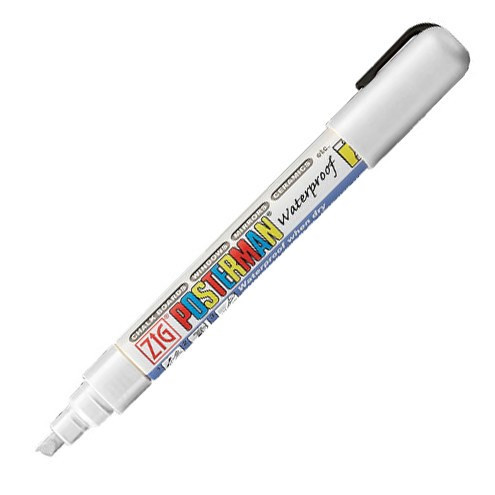 12 stk. Marker - ZIG Posterman 6 mm Hvid - Til glatte overflader - Køb minimum 12 stk.