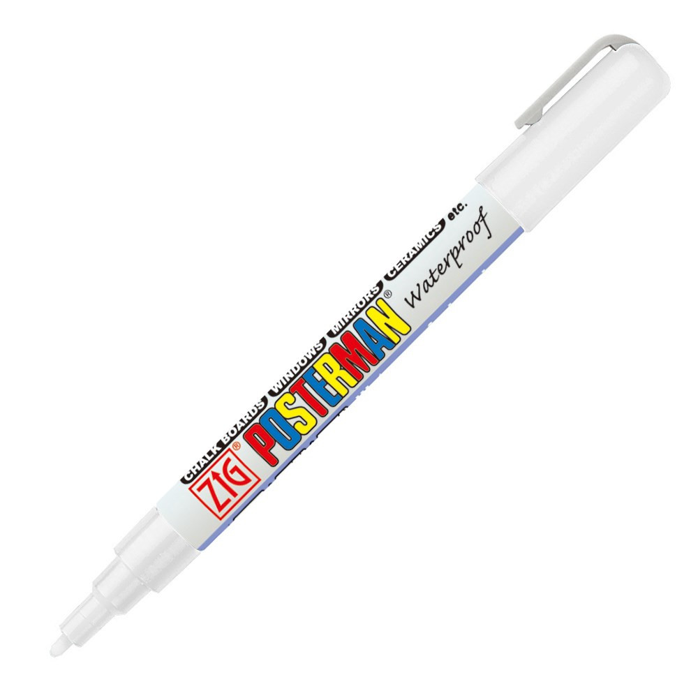 12 stk. Marker - ZIG Posterman Fine - Hvid - 1 mm