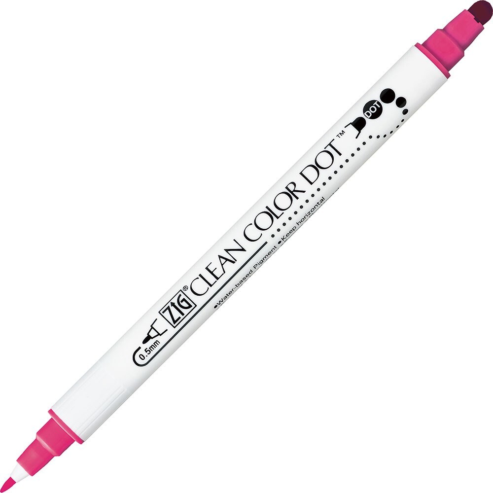 6 stk. Markør - ZIG Clean Color DOT Pink - Dual tip