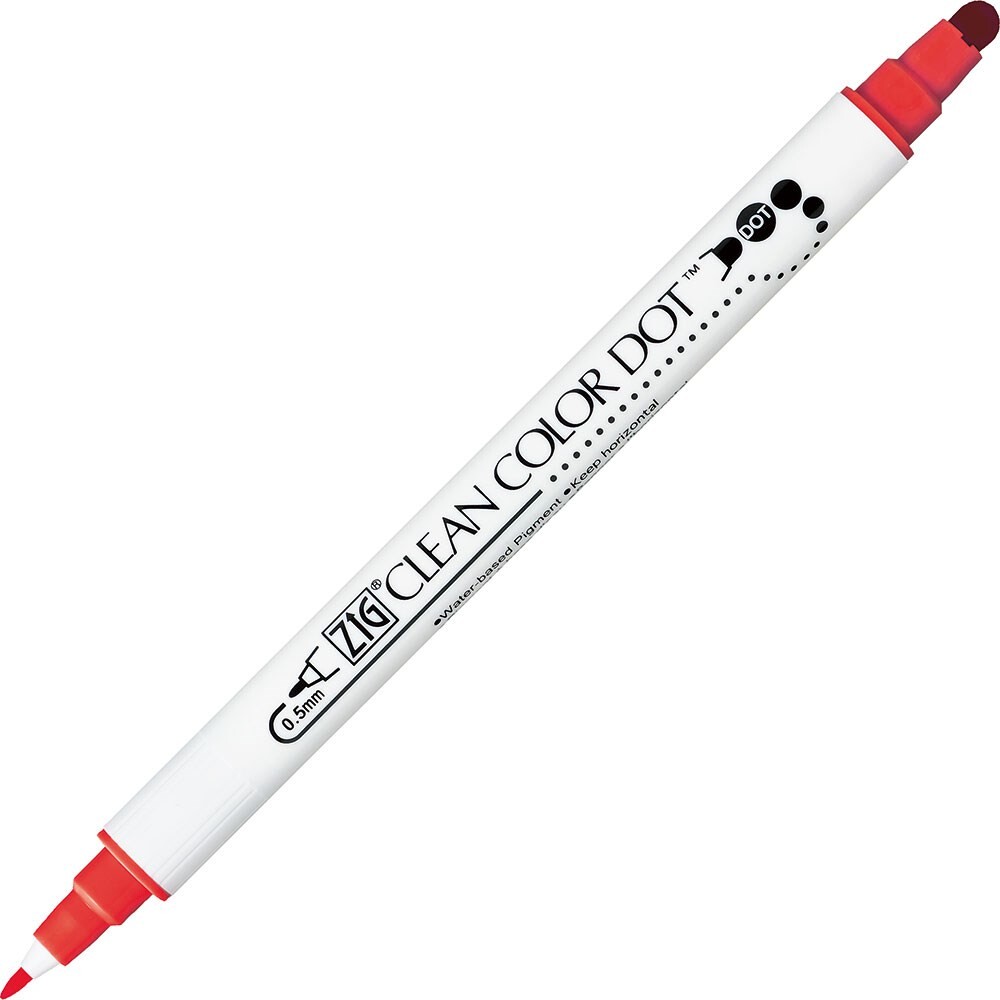6 stk. Zig Clean Color DOT Pen Rød - Køb minimum 6 stk.