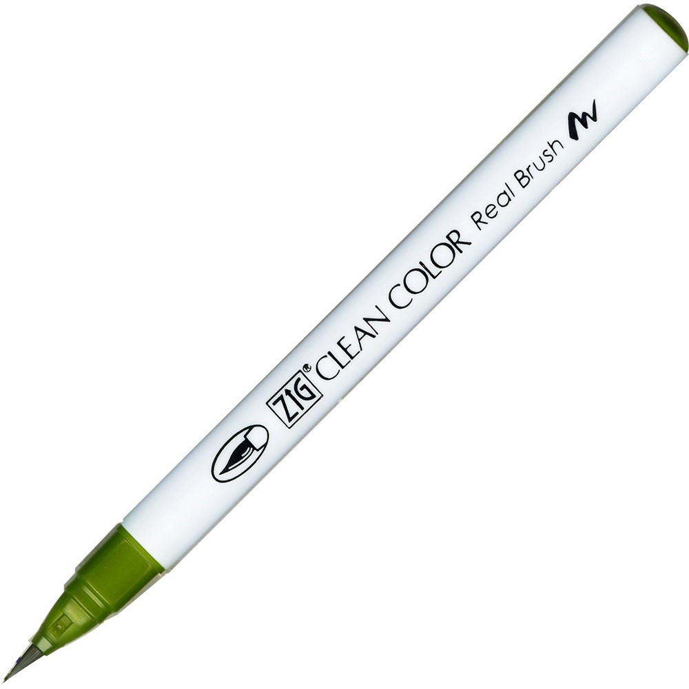 6 stk. Zig Clean Color Pensel Pen 043 fl. Oliven Grøn