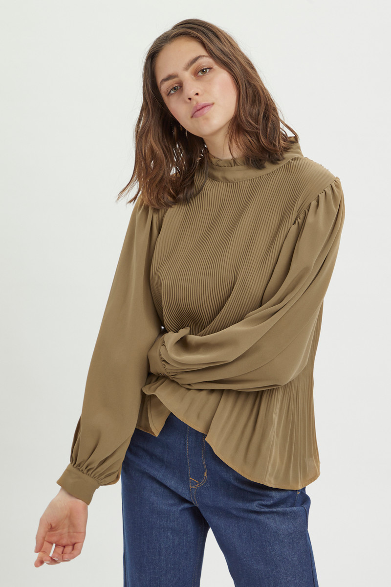 MY ESSENTIAL WARDROBE MWADELE BLOUSE 10703312 181018 (Otter, 36)