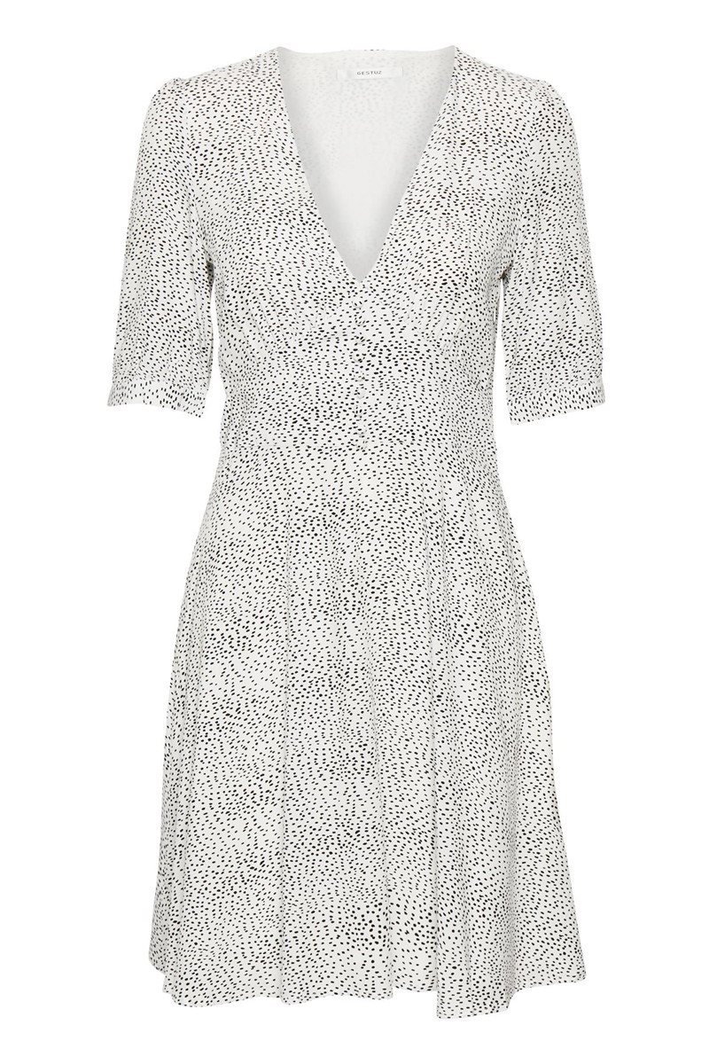 GESTUZ CATHRINGZ DRESS (White With Black Dot 90269, 34)