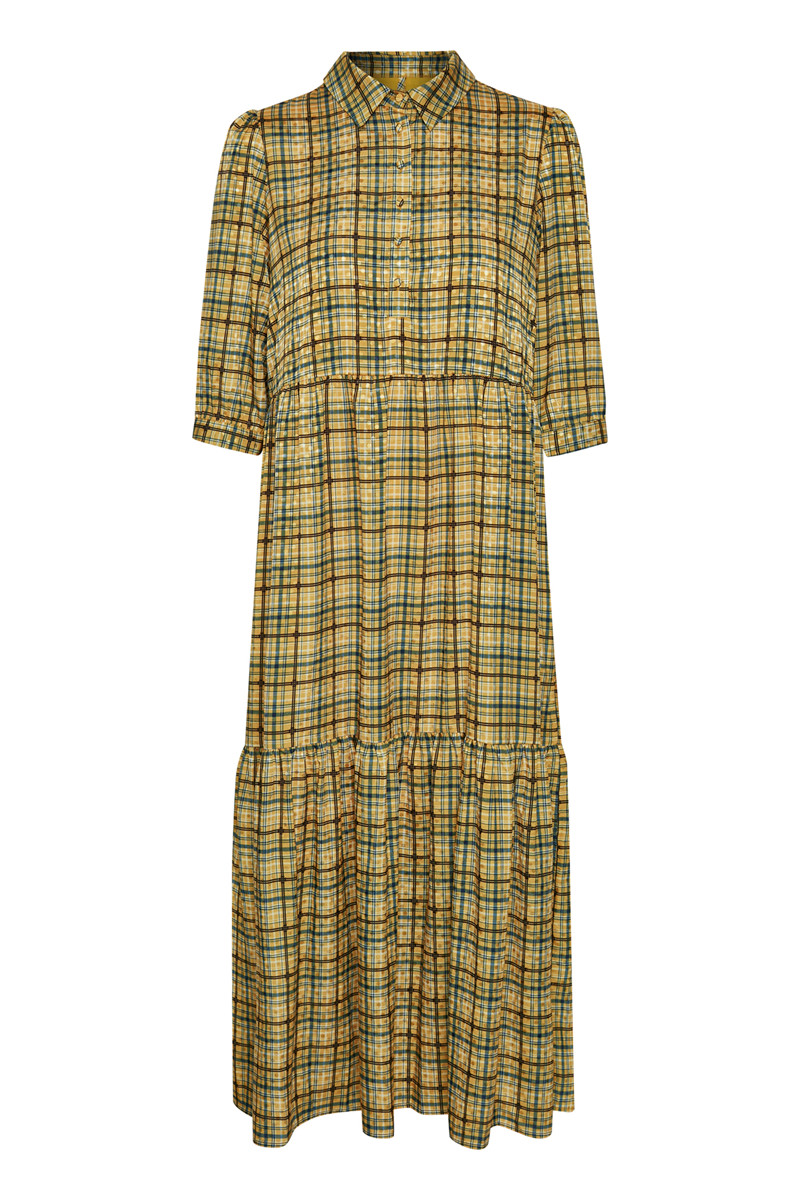 GESTUZ TJEKKEGZ DRESS T (Yellow Check Print 90451, 34)