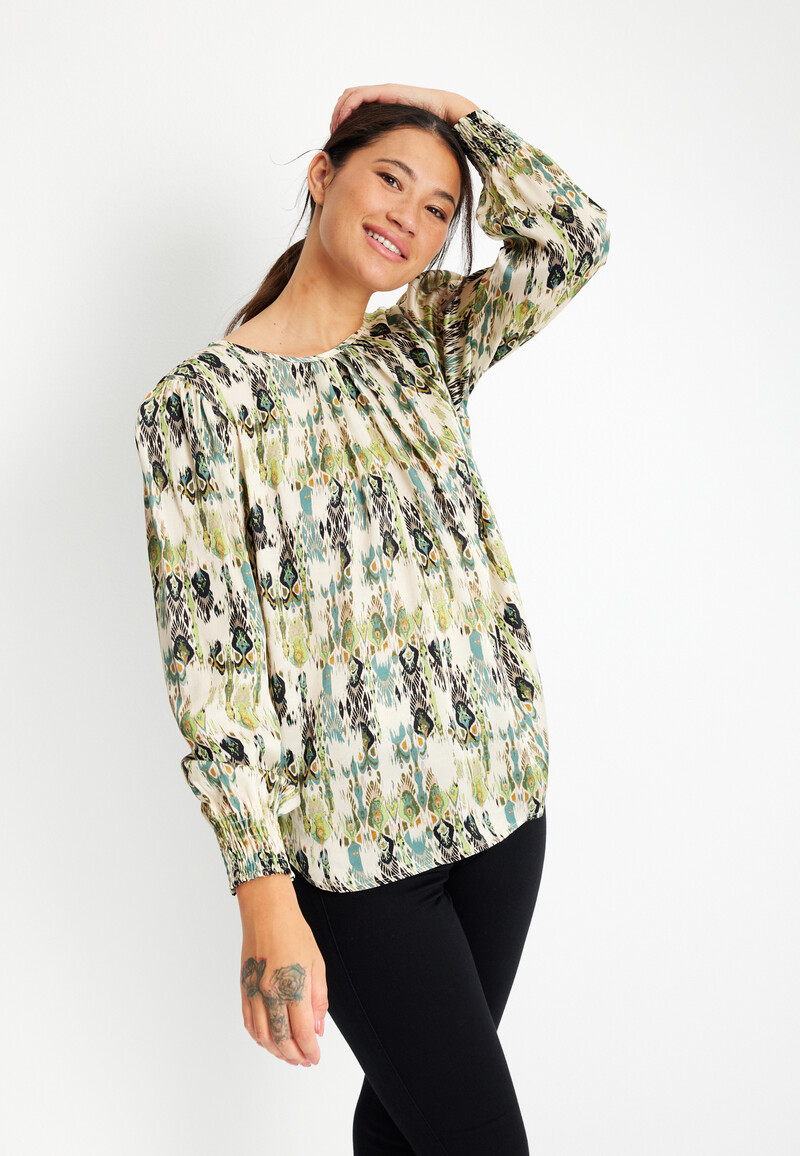 IN FRONT RAMONA BLOUSE 15336 615 (Green 615, S)