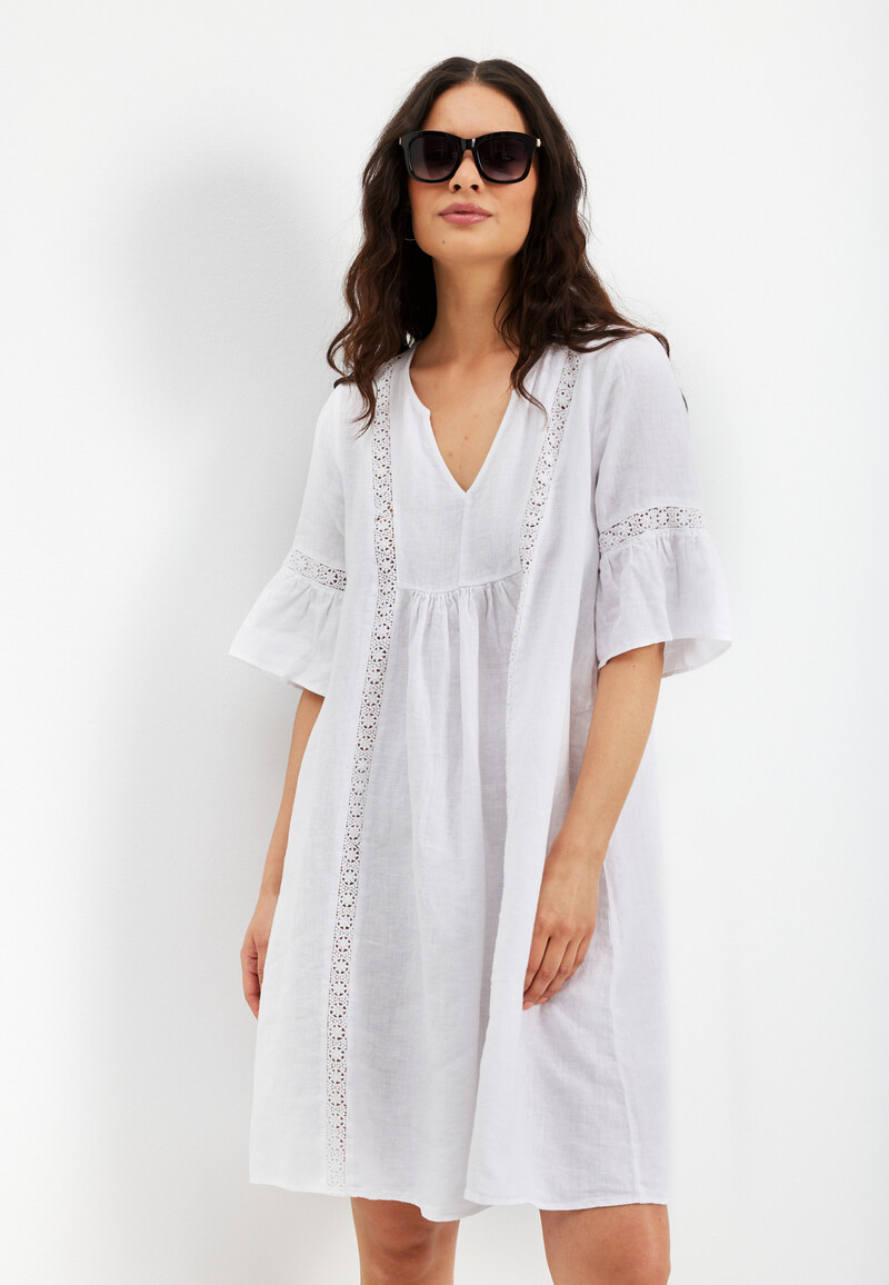 IN FRONT LINO DRESS 15701 010 (White 010, M)