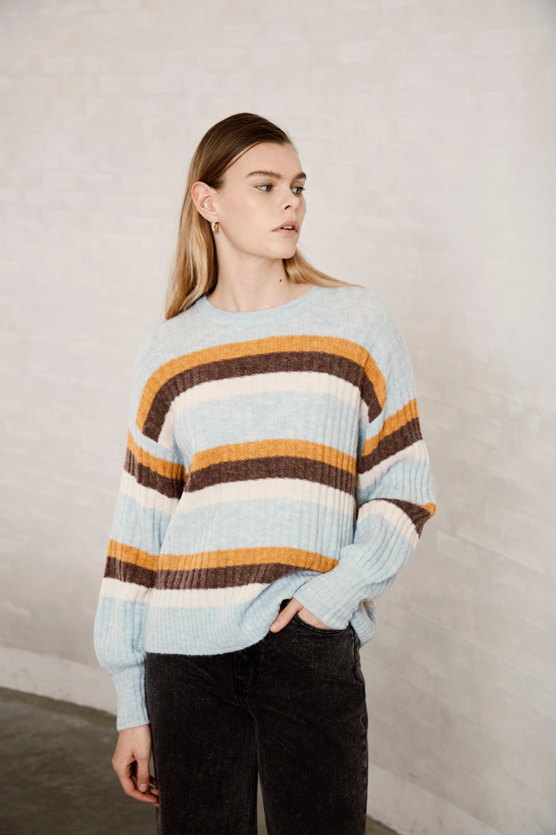 13: ICHI AMARA LS RIB KNIT 20114637 144210 (Celestial Blue, XS)