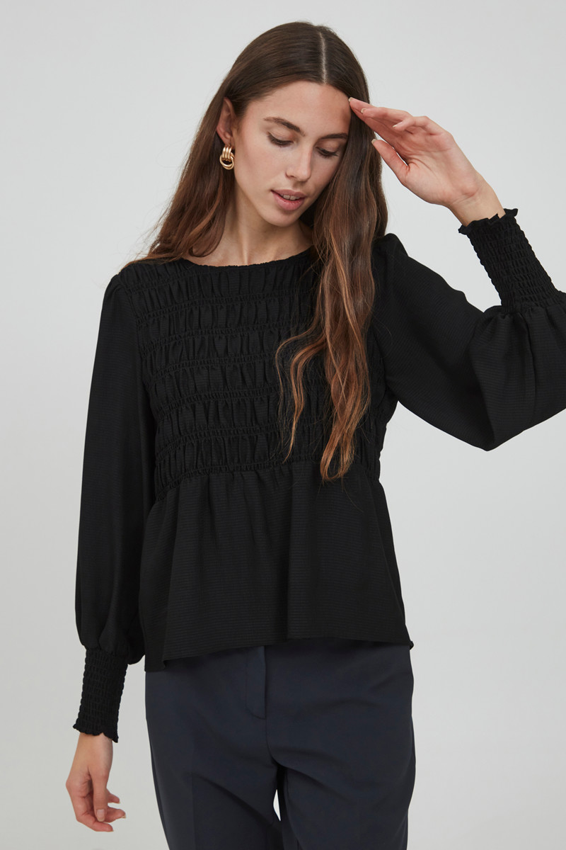 ICHI IHBANSEN LS BLOUSE 20115473 194008 (Black, 34)