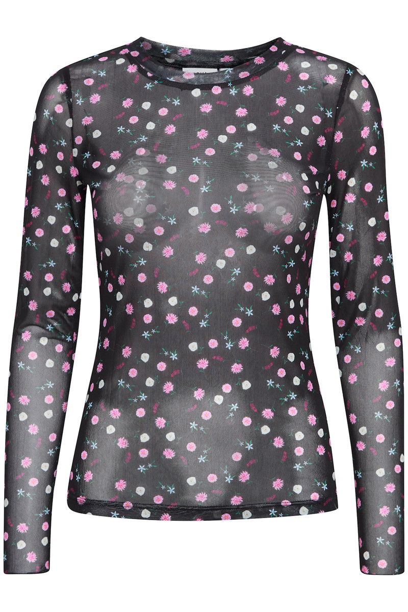 ICHI IXISLA MESH BLOUSE 20116579 201199 (Black Flower Mix, S)