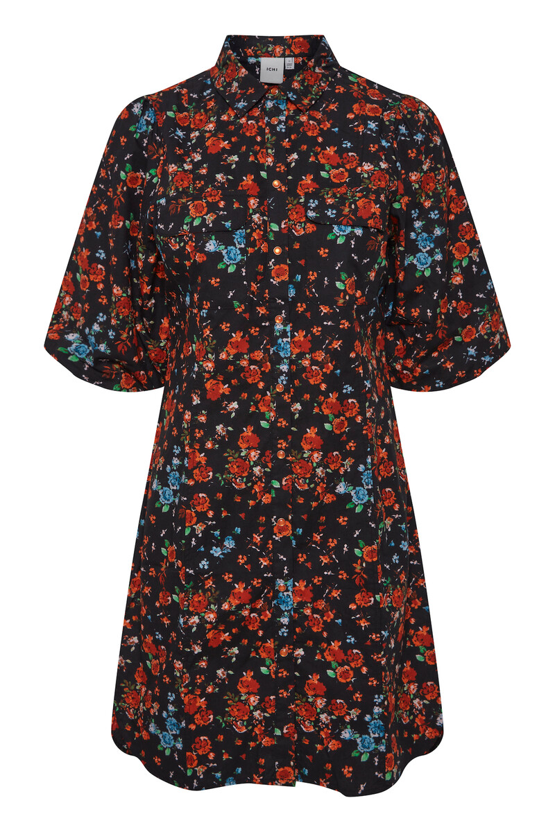 ICHI IHKALO DRESS 20117224 201492 (Black Small Multi Flower, 44)