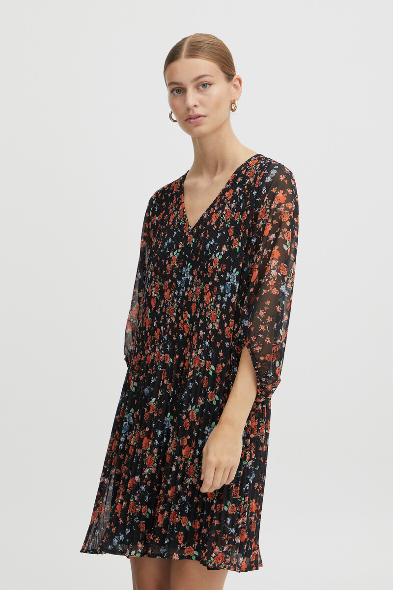 ICHI IHBALLY DRESS 20117431 201492 (Black Small Multi Flower, 40)