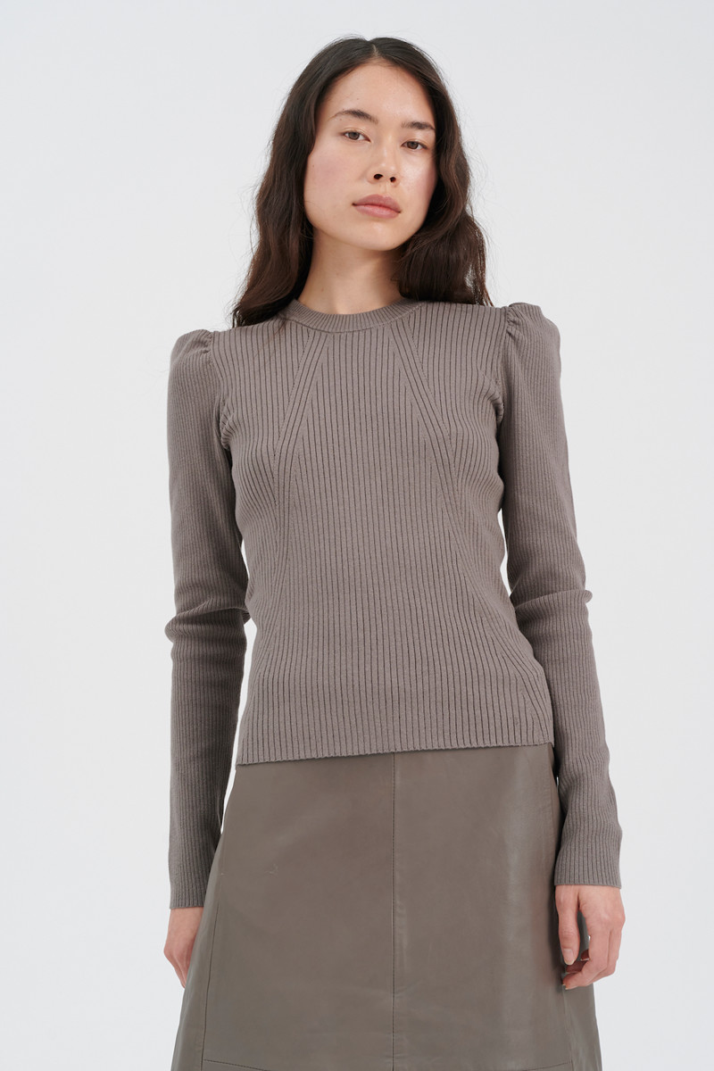 INWEAR YUNOIW PUFF SLEEVE BLOUSE 30106071 181304 (Sandy Grey, XL)