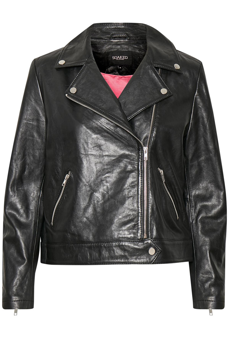#3 - SOAKED IN LUXURY MAEVE LEATHER JACKET 30403641 (Black 40050, XS)
