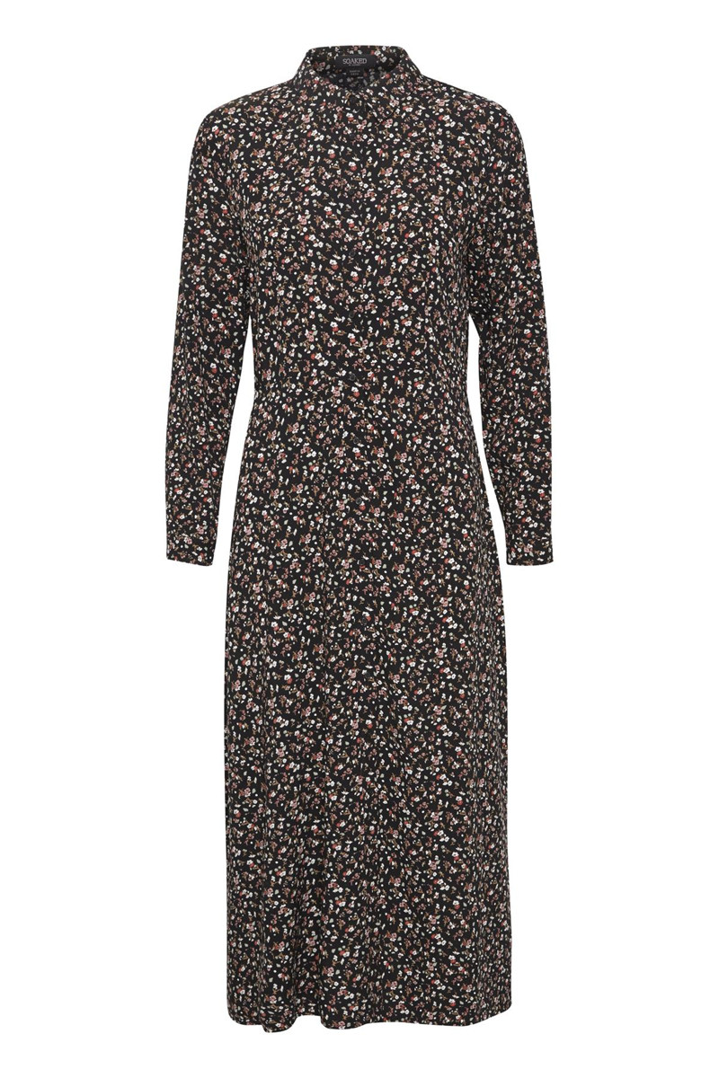 SOAKED IN LUXURY SL ALVA ODA SHIRT DRESS 30404316 (Black Minil Flowers 40050, S)