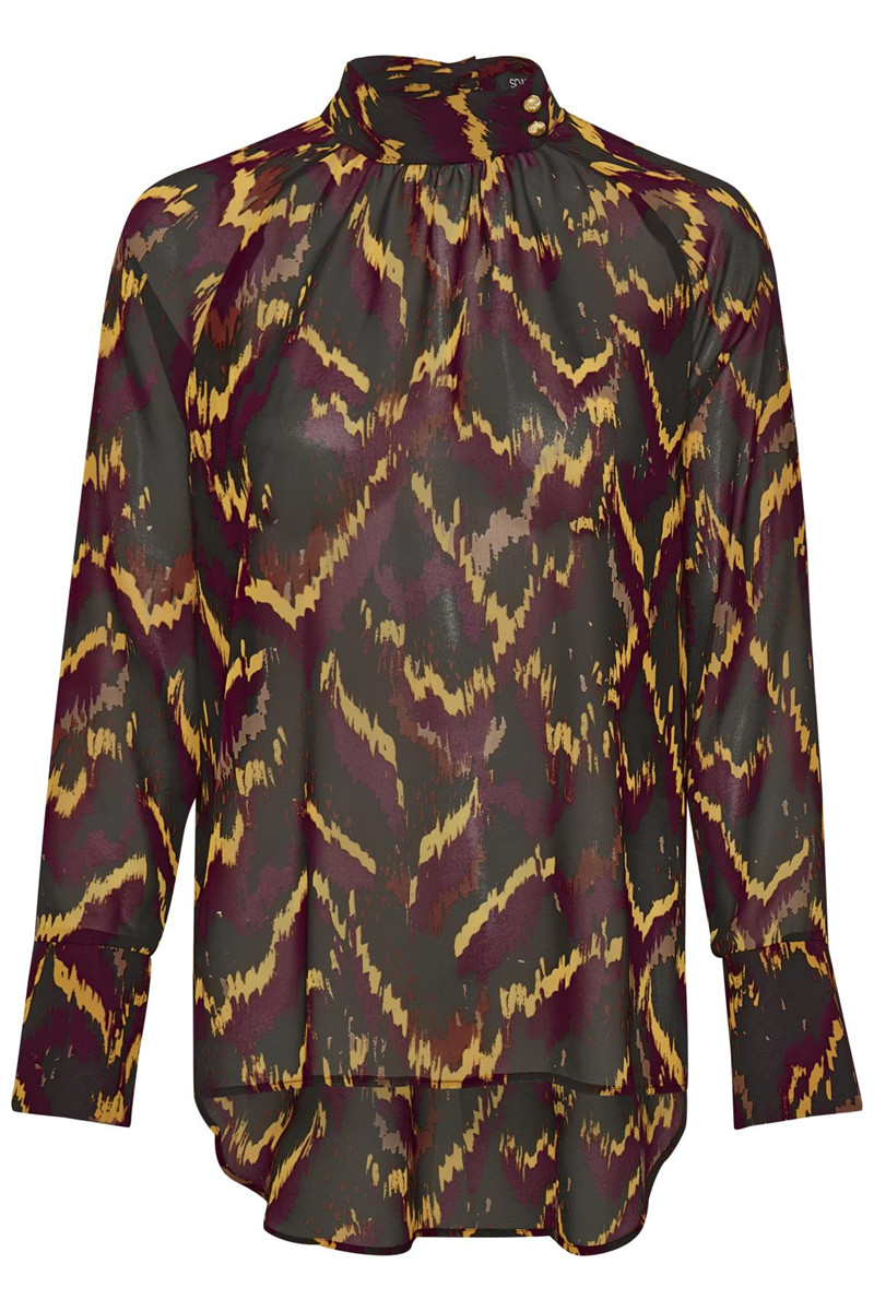 SOAKED IN LUXURY SLKELBY BLOUSE 30404410 (Grape Wine 45022, XS)