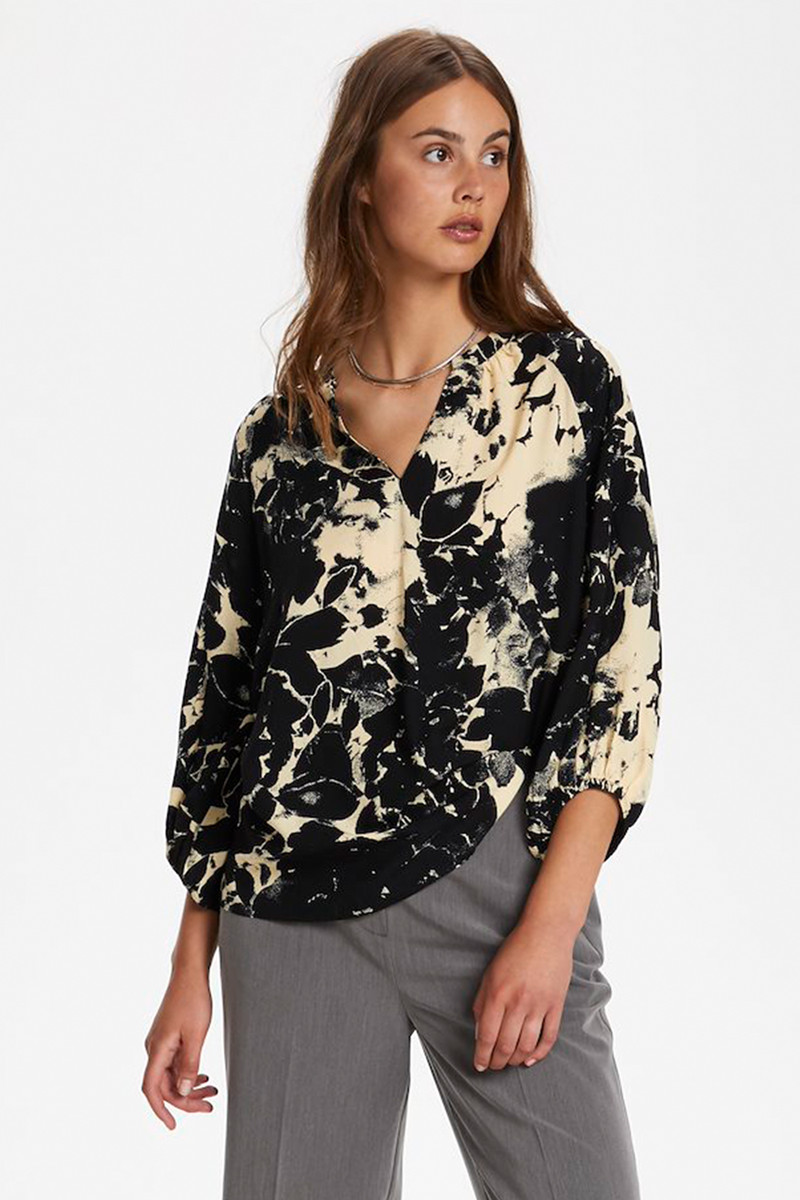SOAKED IN LUXURY RIPLEY BLOUSE 30405399 300681 (Night Sky Large Flower, XS)