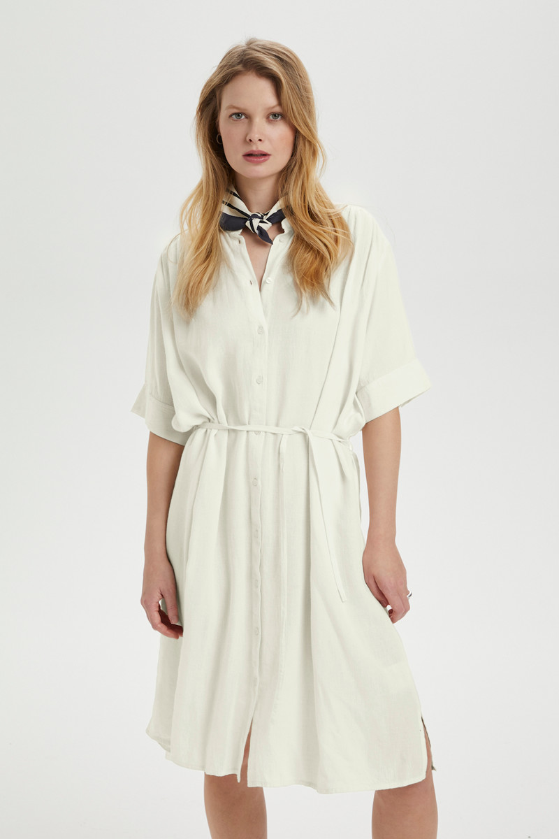 SOAKED IN LUXURY SLROSALINE SHIRT DRESS 30406003 110701 (Whisper White, XS)