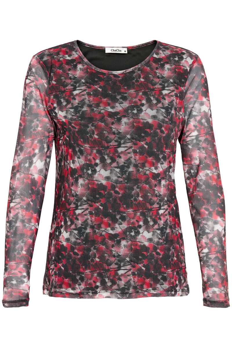 CHA CHA L/S MESH BLOUSE H50323C R (Rød., L)