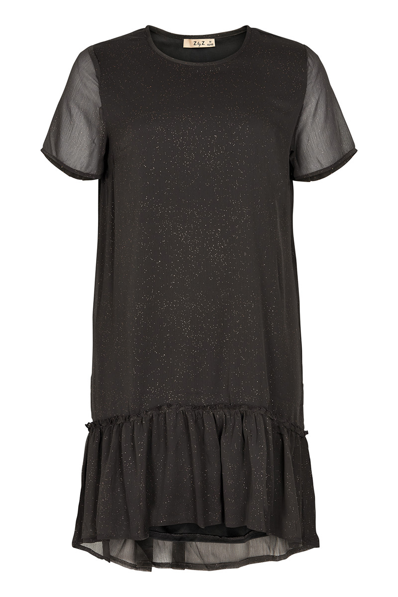 ZbyZ DRESS W. FRILL HEM E14470Z (Mørkegrå., S)