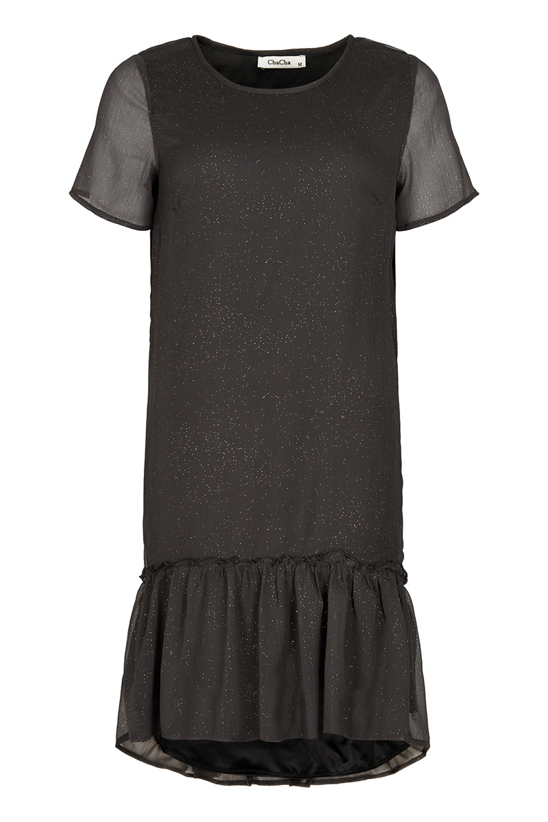CHA CHA DRESS W. FRILL HEM E14470C D (Mørkegrå., L)