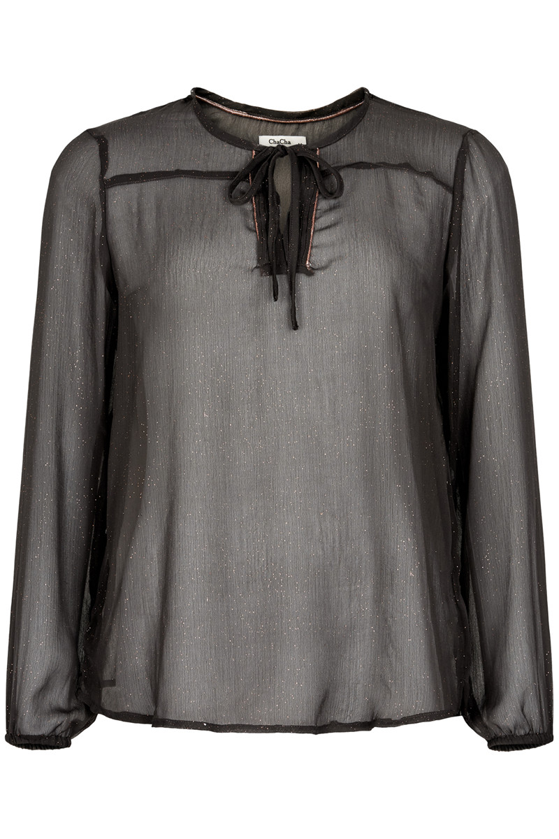 CHA CHA BLOUSE W. STRING E14474C D (Mørkegrå., M)