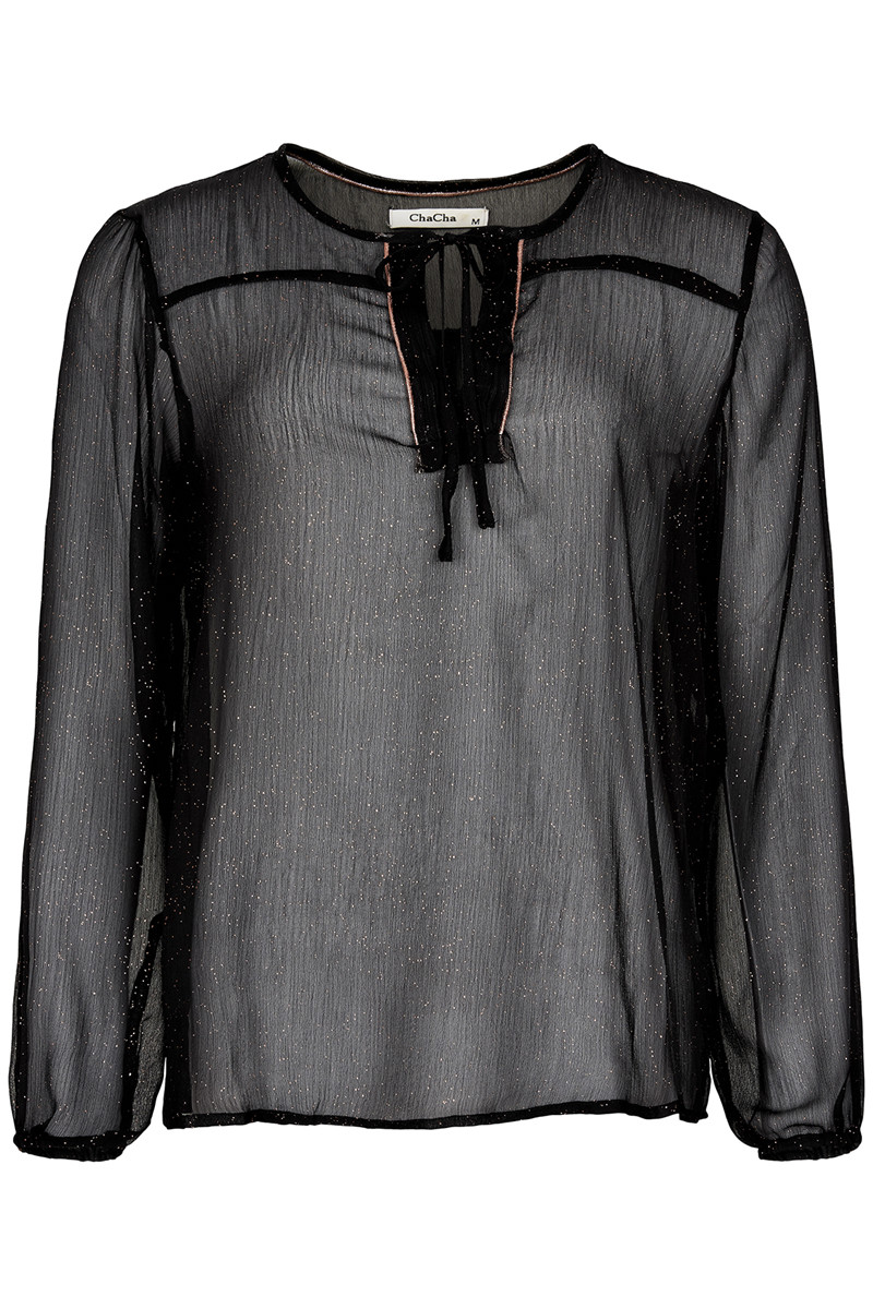 CHA CHA BLOUSE W. STRING E14474C (Sort., S)