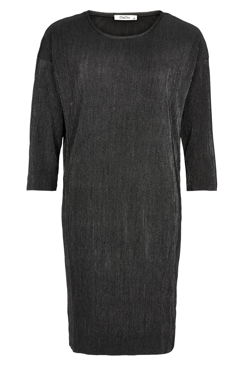 CHA CHA PLISSE 3/4 DRESS OAK14738C S (Sort/Sølv, M)