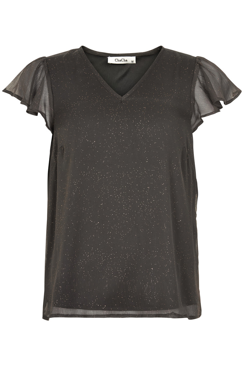 CHA CHA BLOUSE W. FRILL SLEEVE E14475C D (Mørkegrå., S)