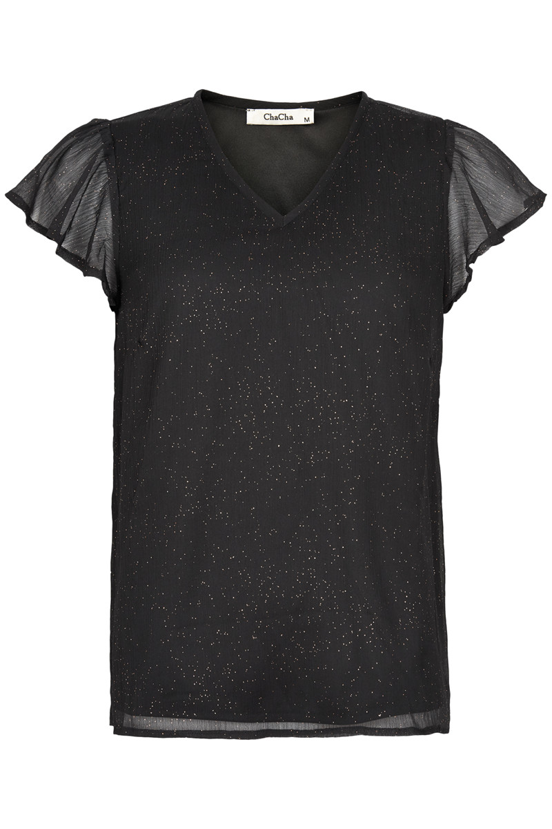 CHA CHA BLOUSE W. FRILL SLEEVE E14475C (Sort., L)