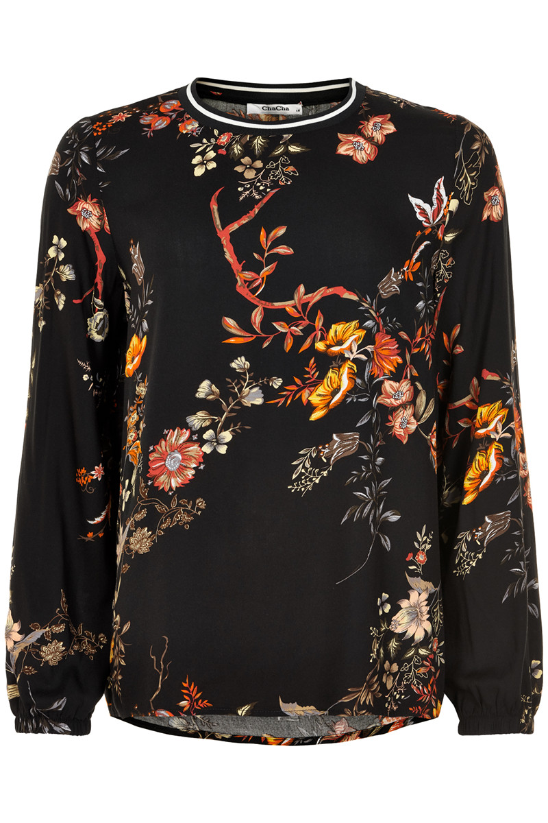 CHA CHA BLOUSE RIB AT NEK H14407C O (Orange., M)