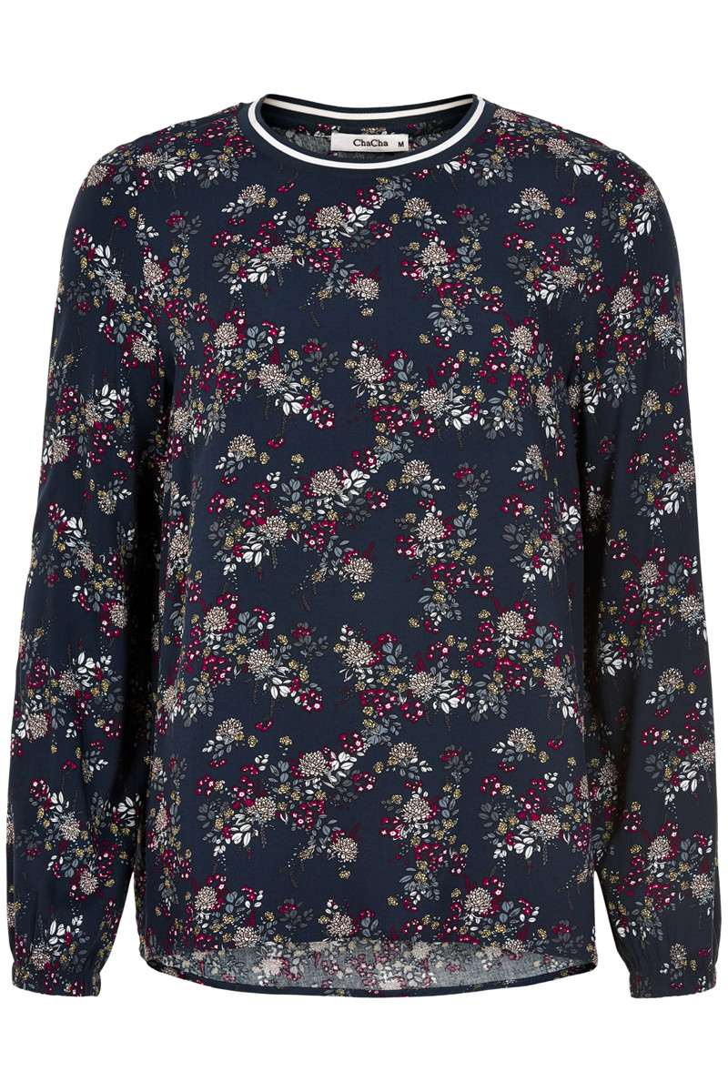 CHA CHA BLOUSE RIB AT NECK H14407C B (Blå., L)