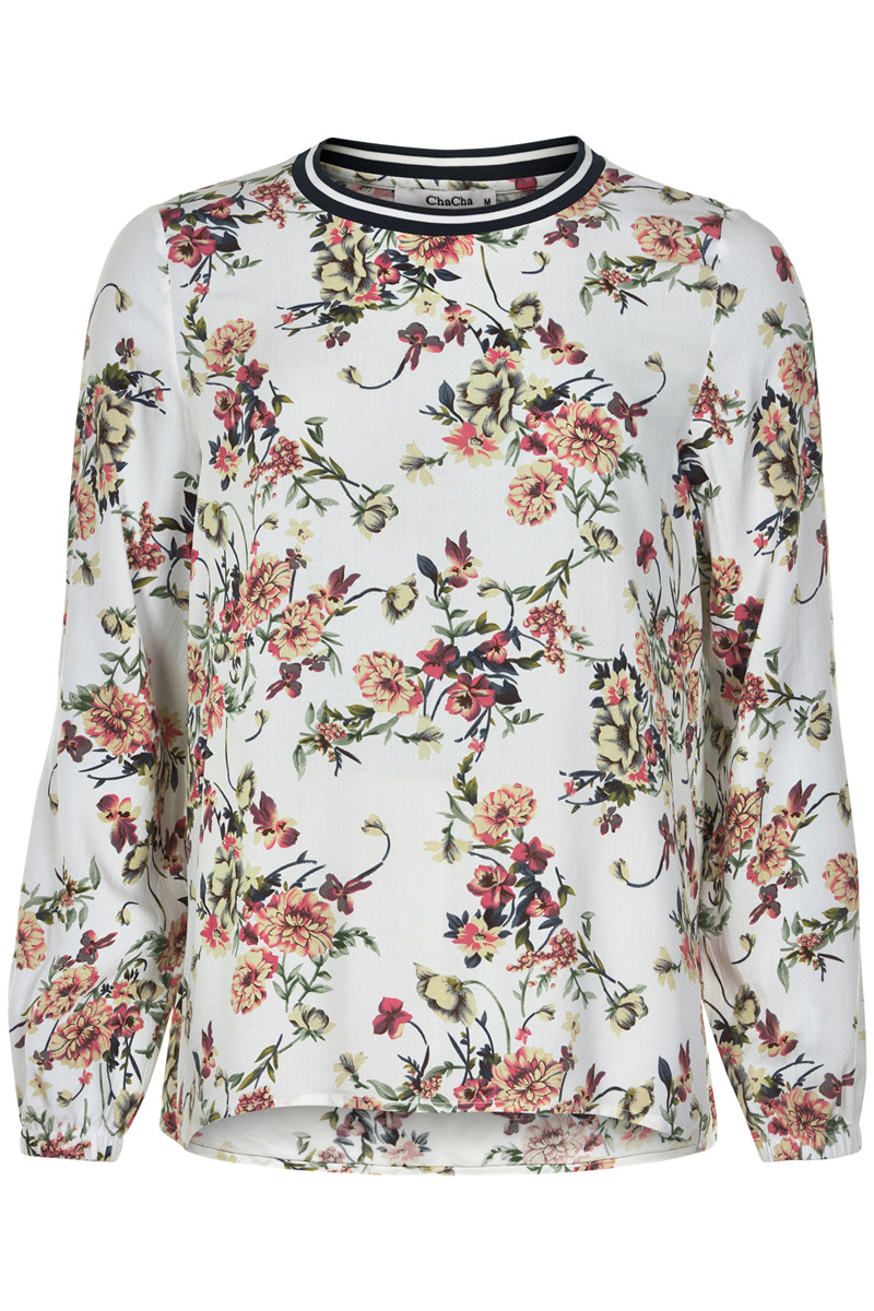 CHA CHA BLOUSE RIB AT NECK H14407C H (Hvid., L)