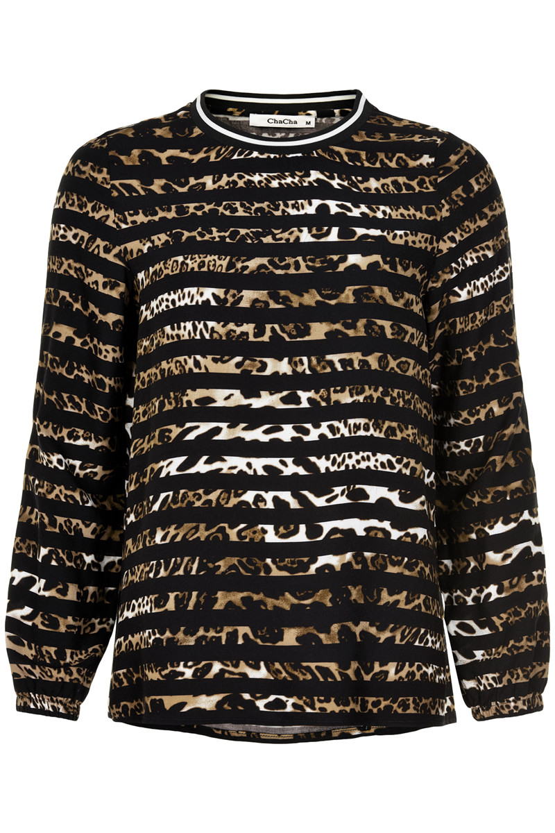 CHA CHA BLOUSE RIB AT NECK H14407C S (Sort., L)