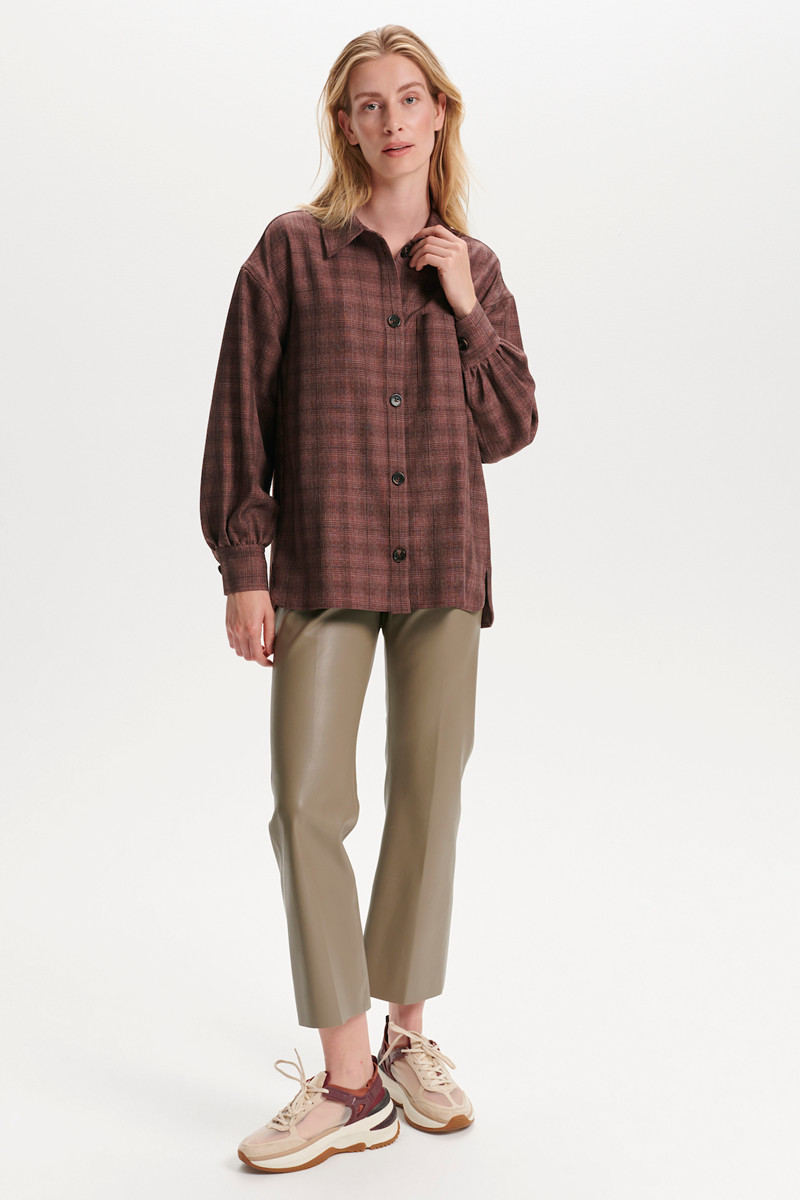 SOAKED IN LUXURY NALEA OVERSHIRT 30405689 300903  (Brown Suiting Check, XL)