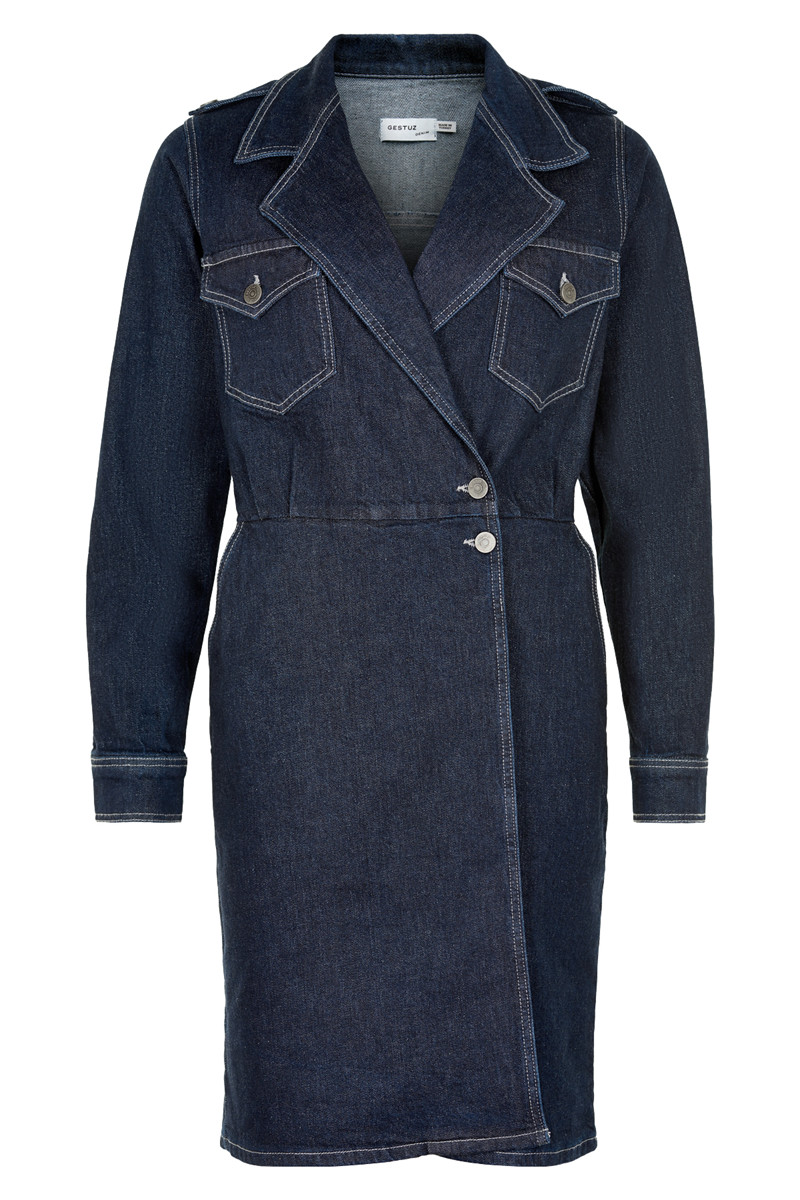 GESTUZ ELENOR DRESS (Dark Rinse 90892, 34)