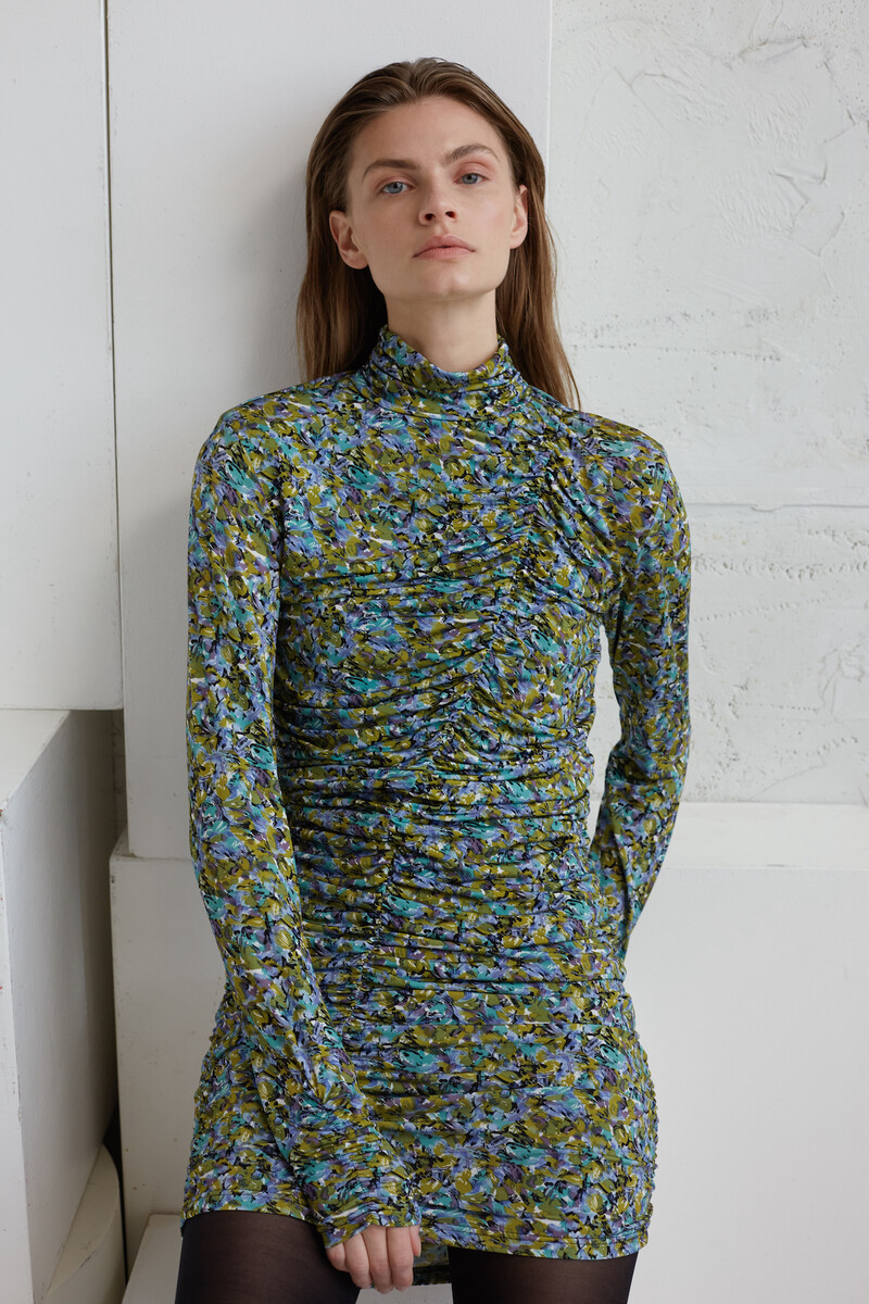 GESTUZ MILIAGZ DRESS 10906832 103682 (Green/Blue Brush, M)