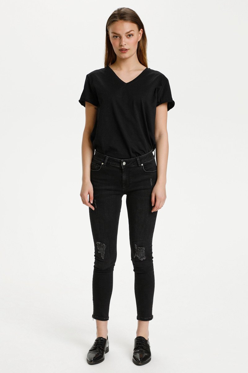 MY ESSENTIAL WARDROBE 40 THE CELINAZIP 100 TORN JEANS 10703575 102234 (Black Damage Wash, 33)