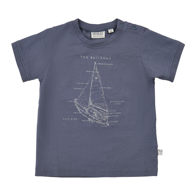 Wheat Sailboat T-shirt -, Farve: Gråblå, Størrelse: 62, Dame