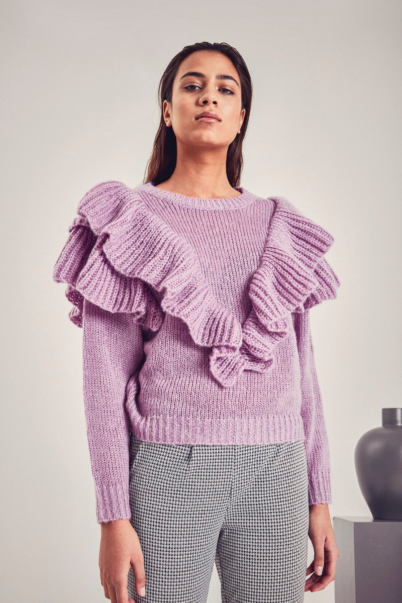 4: ICHI MAHRA LS KNIT 20114972 163310 (Lavender, M)