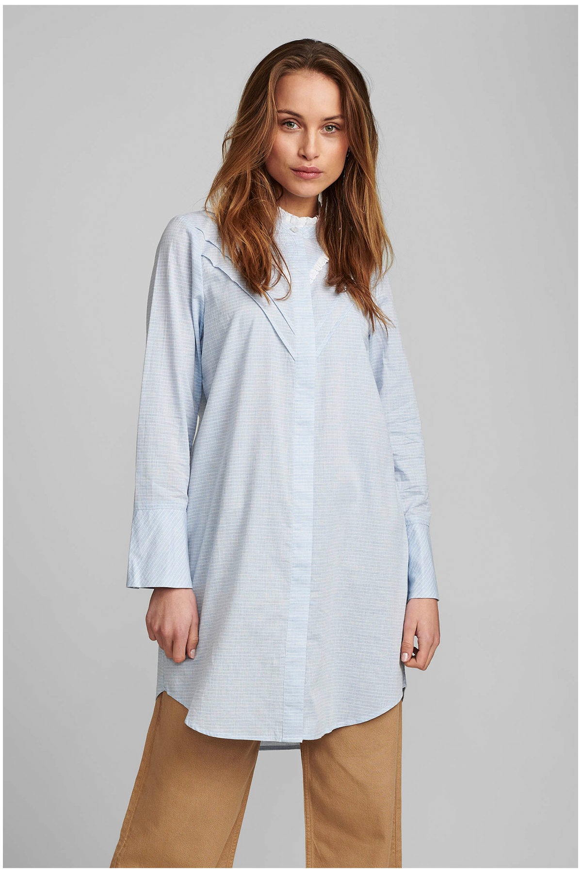 Nümph Celie Long Skjorte, Farve: Blå, Størrelse: 38, Dame
