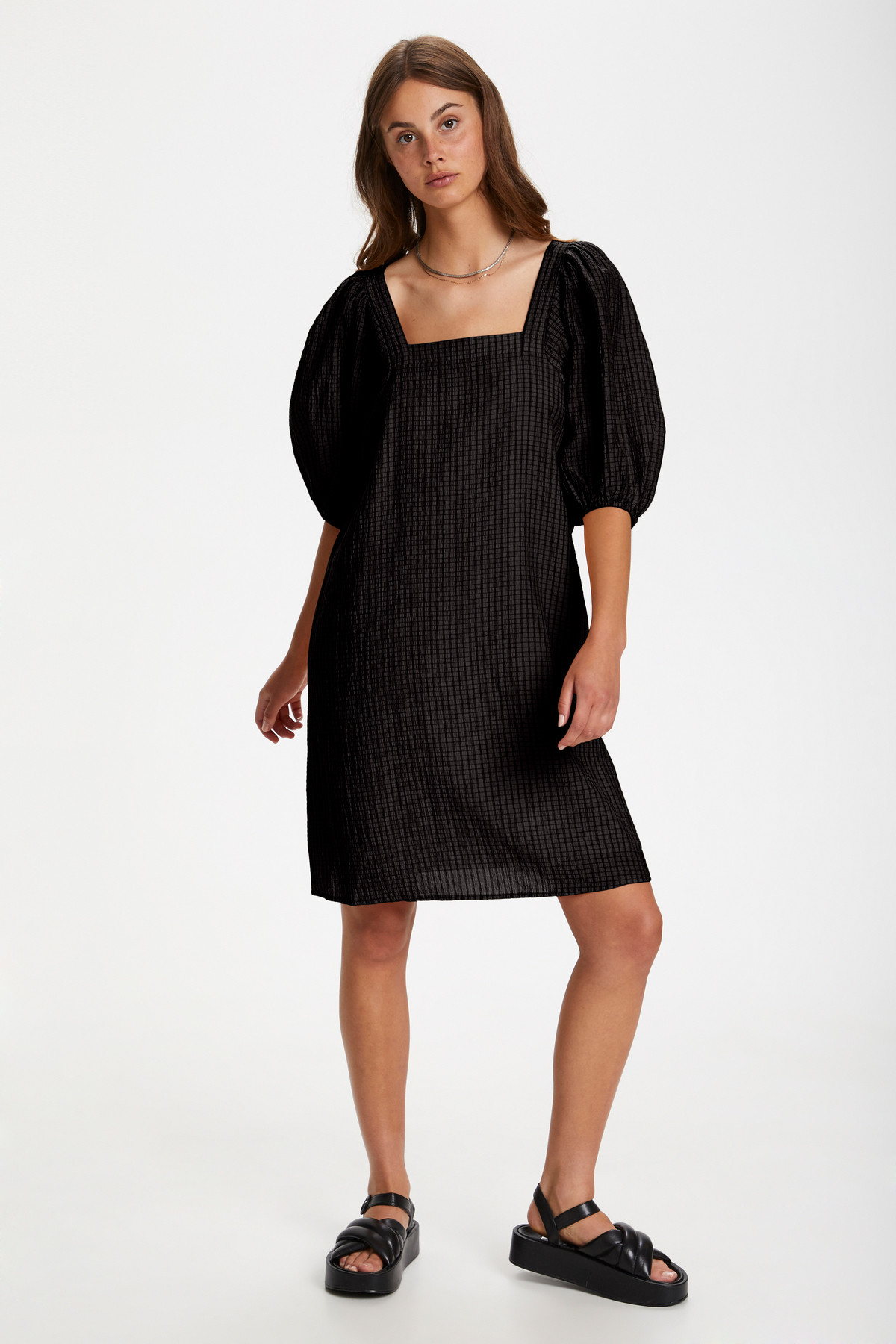 SOAKED IN LUXURY TAUTOU DRESS 30405367 194008 (Black, S)