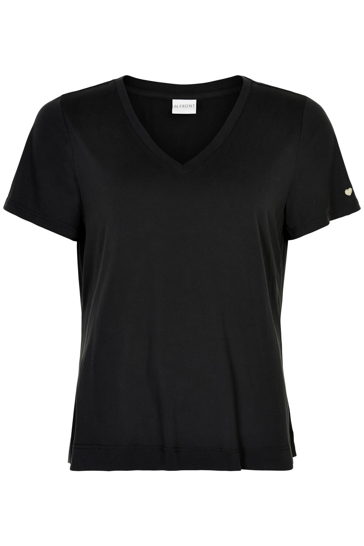 In Front Nina V-neck T-shirt, Farve: Sort, Størrelse: XL, Dame