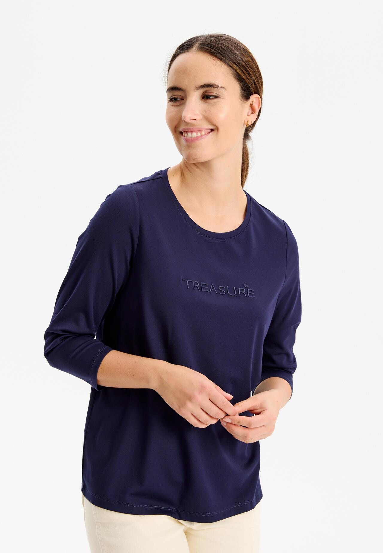 11: In Front Anni T-shirt, Farve: Blå, Størrelse: S, Dame