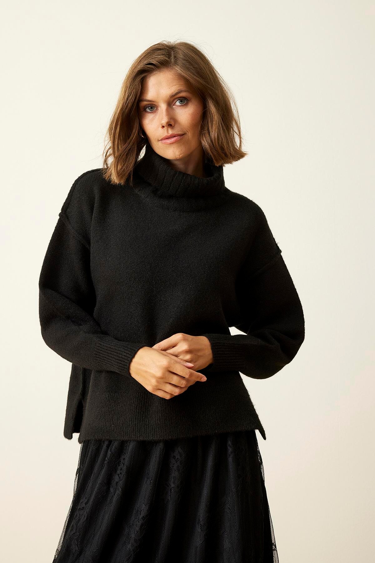 #2 - In Front Loulou Sweater, Farve: Sort, Størrelse: M, Dame