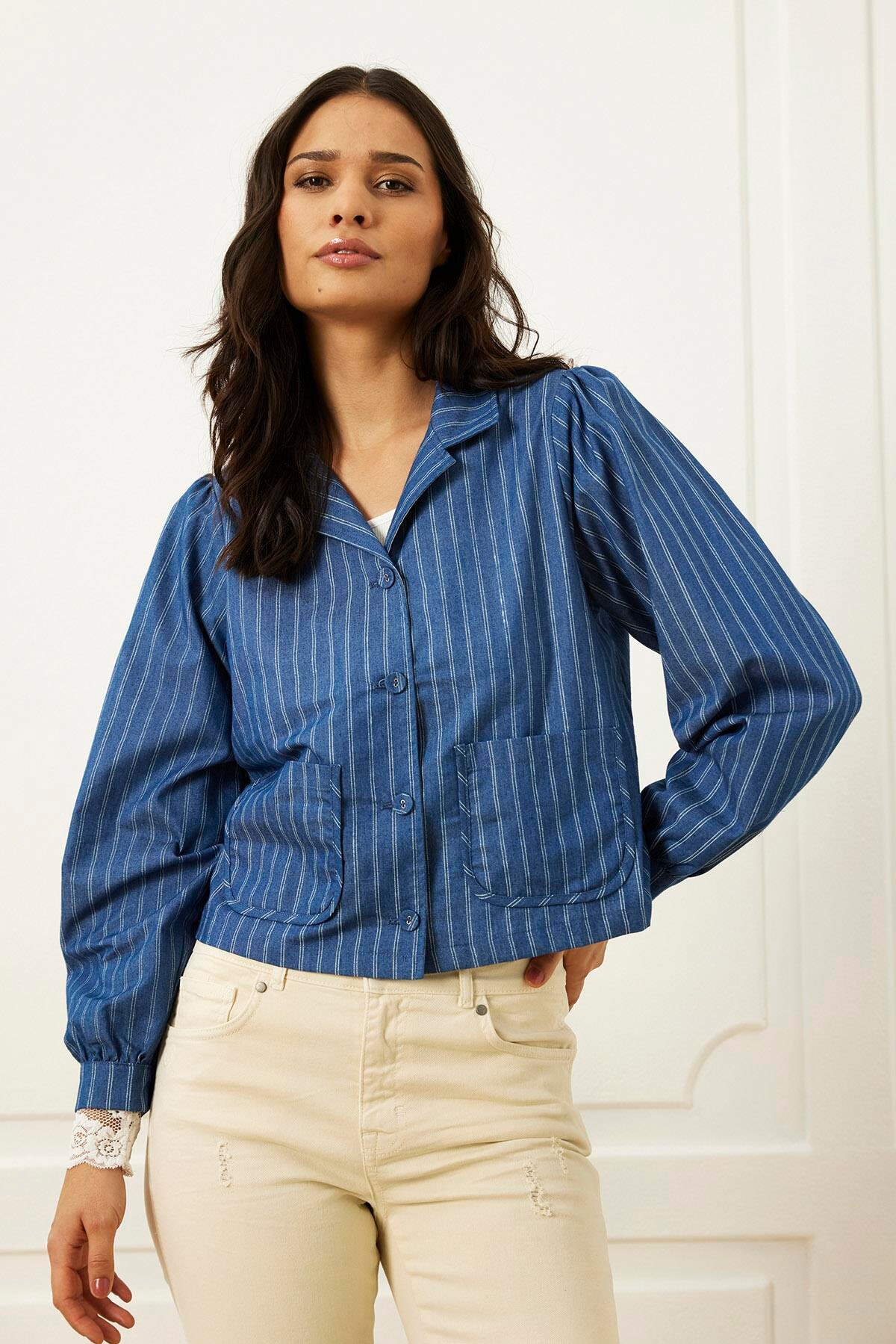 In Front Hudson Skjorte, Farve: Blå, Størrelse: XXL, Dame