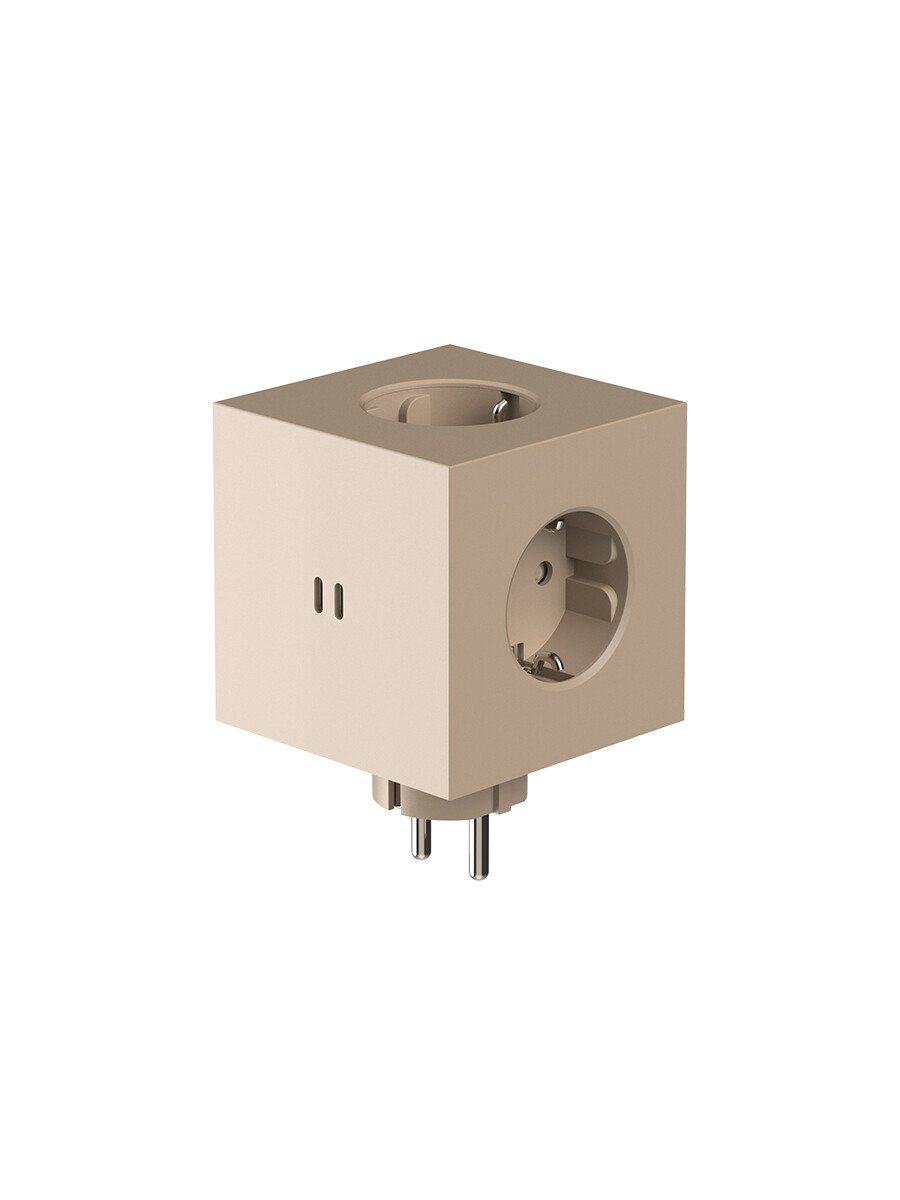 Square 2 Stikdåse med USB, beige fra Avolt