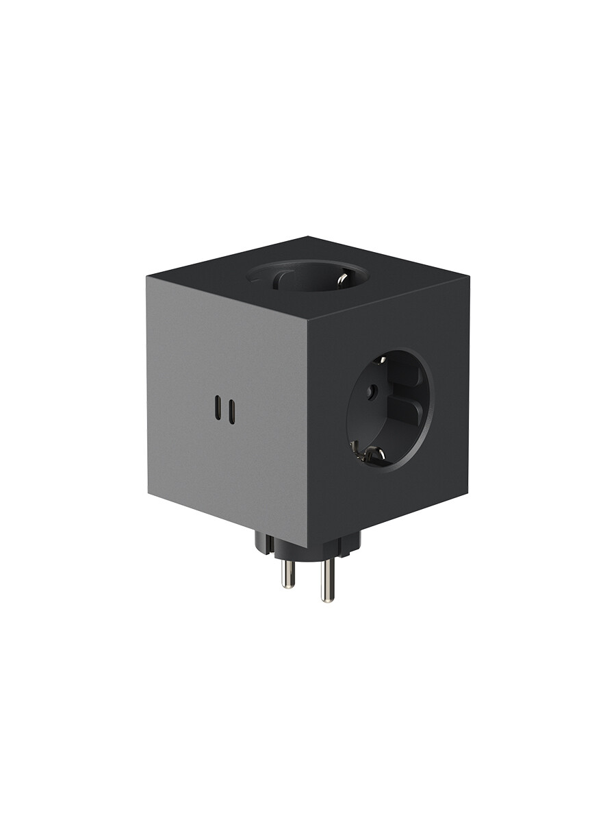 Square 2 Stikdåse med USB, sort fra Avolt